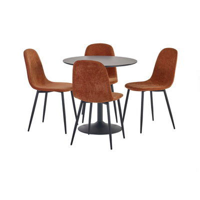 Set of 4 Lottie Orange Chenille Upholstered Dining Chairs - Cozyo