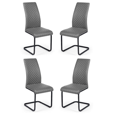 Set of 4 Xavier Grey Upholstered Cantilever Dining Chairs - Cozyo