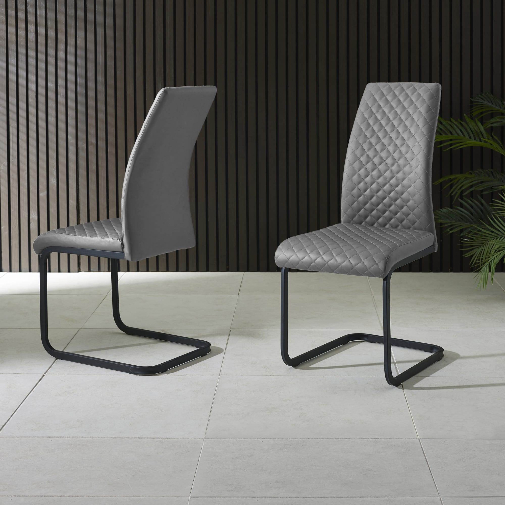 Set of 4 Xavier Grey Upholstered Cantilever Dining Chairs - Cozyo