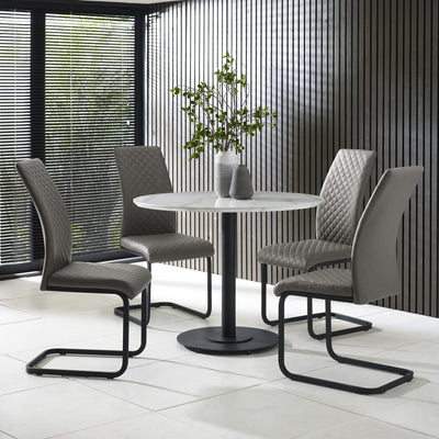 Set of 4 Xavier Grey Upholstered Cantilever Dining Chairs - Cozyo