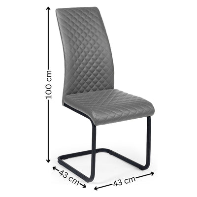 Set of 4 Xavier Grey Upholstered Cantilever Dining Chairs - Cozyo