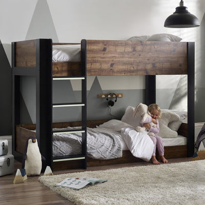 Solomon Bunk Bed - Rustic And Black - Cozyo