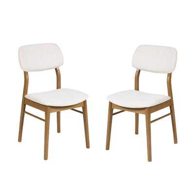 Theia Set of 2 White Boucle Upholstered Dining Chairs - Cozyo